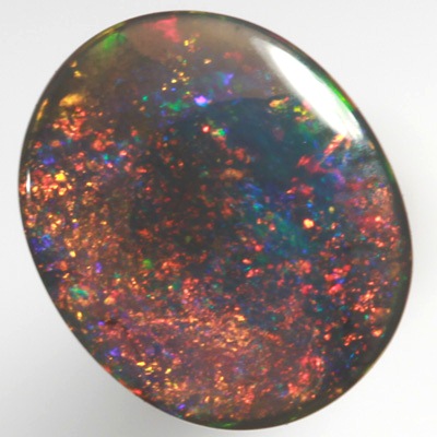 SOLID BLACK OPAL Gemmy red multicolour, Pinfire pattern SEE VIDEO